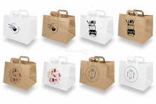 Sacs en papier pour la vente à emporter - blanc et marron | PIT Packaging.fr | Paysdesenveloppes