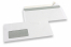 Enveloppes blanches standards, 110 x 220 mm, papier 80 gr, fenêtre à gauche 45 x 90 mm, position de la fenêtre à 20 mm du gauche et à 15 mm du bas, fermeture avec bande adhésive  | PIT Packaging.fr | Paysdesenveloppes