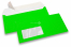 Enveloppes fluo - vert, avec fenêtre 45 x 90 mm, position de la fenêtre à 20 mm du gauche et à 15 mm du bas | PIT Packaging.fr | Paysdesenveloppes