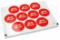 Pastilles adhésives thème naissance - babyshower rouge | PIT Packaging.fr | Paysdesenveloppes