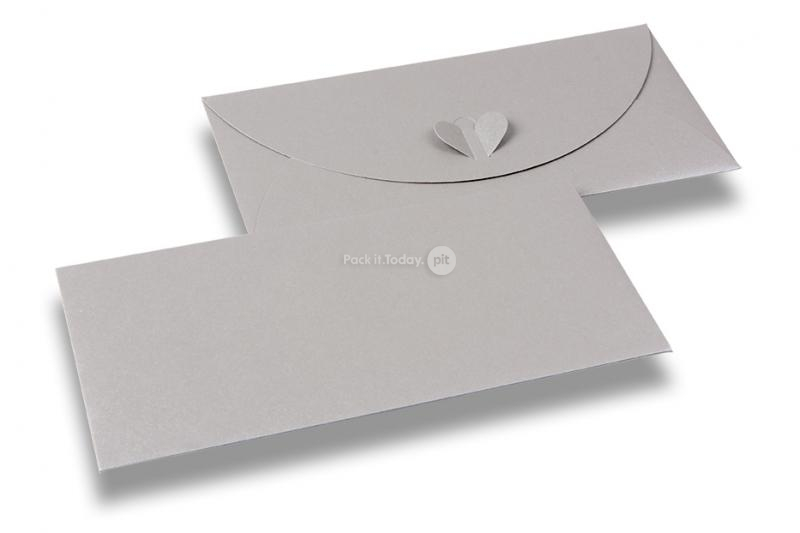 Enveloppe fermeture coeur - Gris argenté