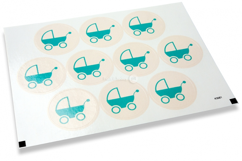 Pastilles adhésives thème naissance - poucette bébé bleu