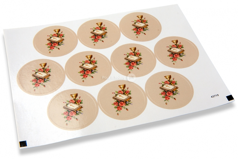 Pastilles adhésives thème baptême - bible avec des roses