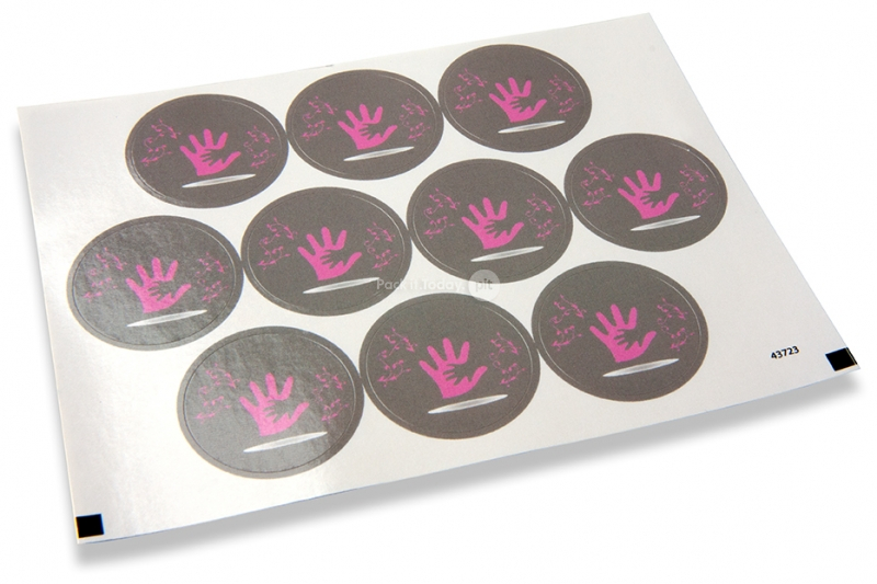 Pastilles adhésives thème baptême - main rose avec petite main gris