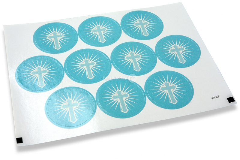 Pastilles adhésives thème communion - croix bleue