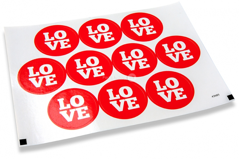 Pastilles adhésives thème amour - love rouge