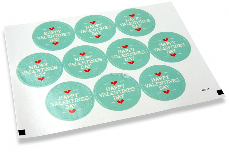 Pastilles adhésives thème amour - happy valentine's day blue clair avec des coeurs roses