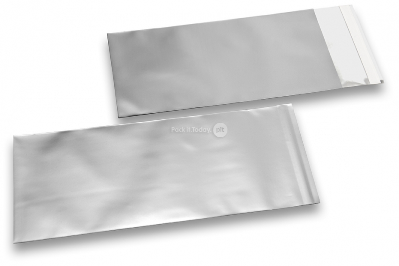 Enveloppes aluminium métallisées mat - argent 110 x 220 mm 