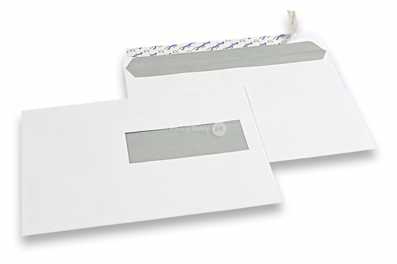 Enveloppes à fenêtre, blanche, 156 x 220 mm (EA5), fenêtre à droite 40 x 110 mm, position de la fenêtre à 15 mm du droit et à 66 mm du bas,   bande adhésive, 90 grammes