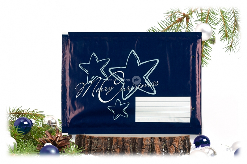 Enveloppes à bulles pour Noël, Bleu + étoiles