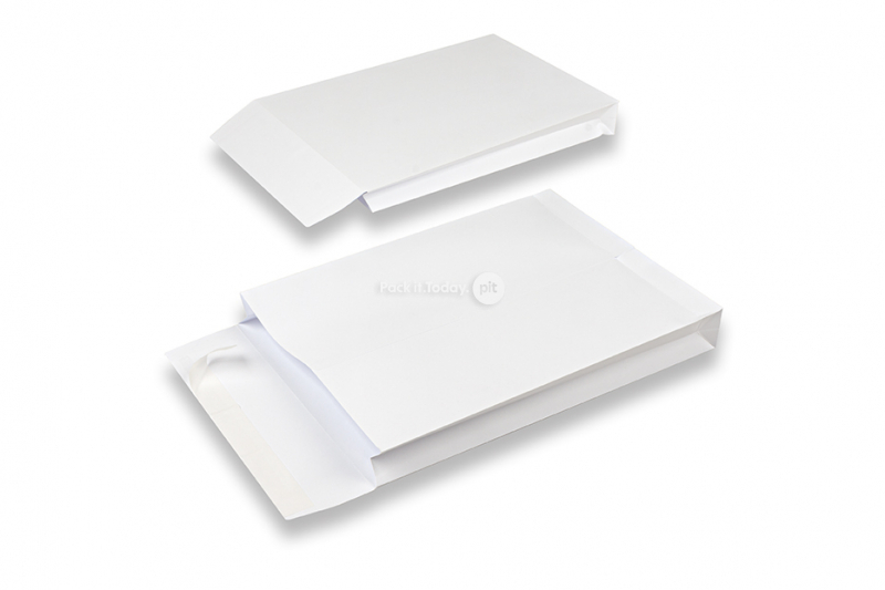 Pochettes à soufflet avec fond renforcé - 229 x 324 x 40 mm, blanc