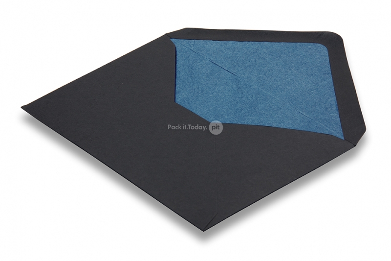 Enveloppes doublées noir - doublure bleu