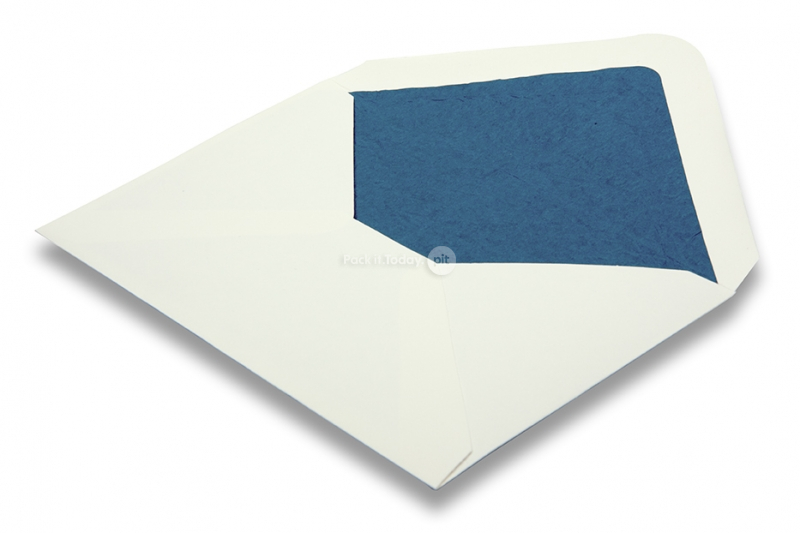 Enveloppes doublées blanc ivoire - doublure bleu