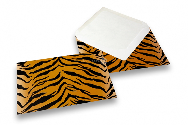 Enveloppes peau sauvage  - noir/jaune, imprimé tigre