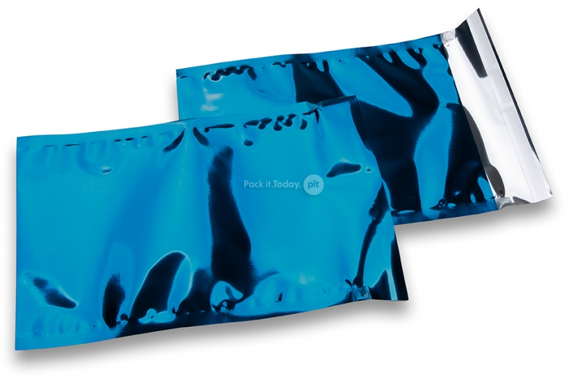 Blauw gekleurde metallic folie enveloppen - 162 x 229 mm