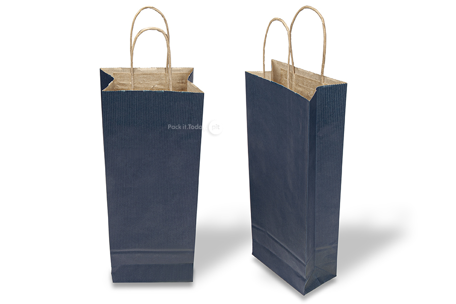 Sacs à vin en papier - bleu foncé