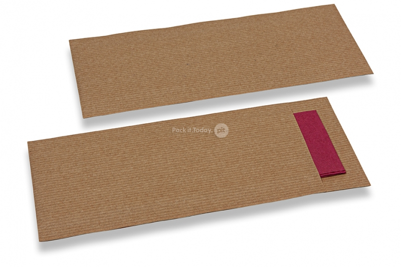 Pochettes à couverts marron sans  incision + rouge bordeaux serviette en papier