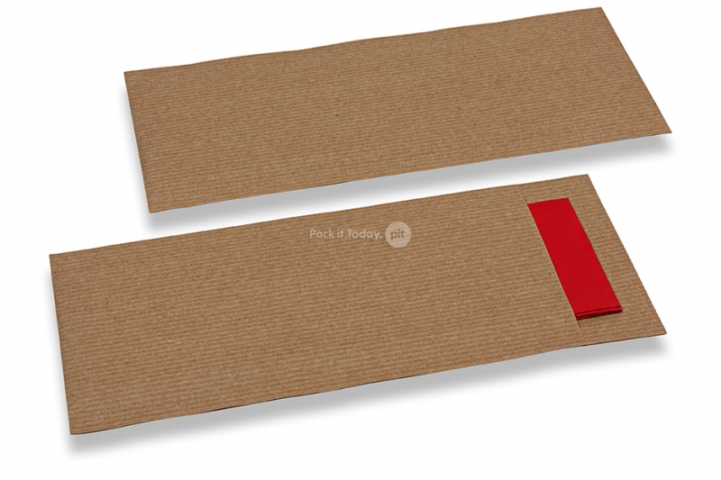 Pochettes à couverts marron sans  incision + rouge serviette en papier