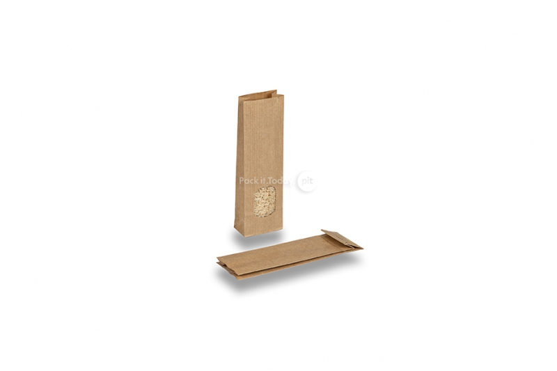 Sachets kraft marron - 55 x 30 x 175 mm avec fenêtre, 50 ml