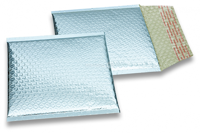 Enveloppes à bulles ECO métallique - bleu glacial 165 x 165 mm