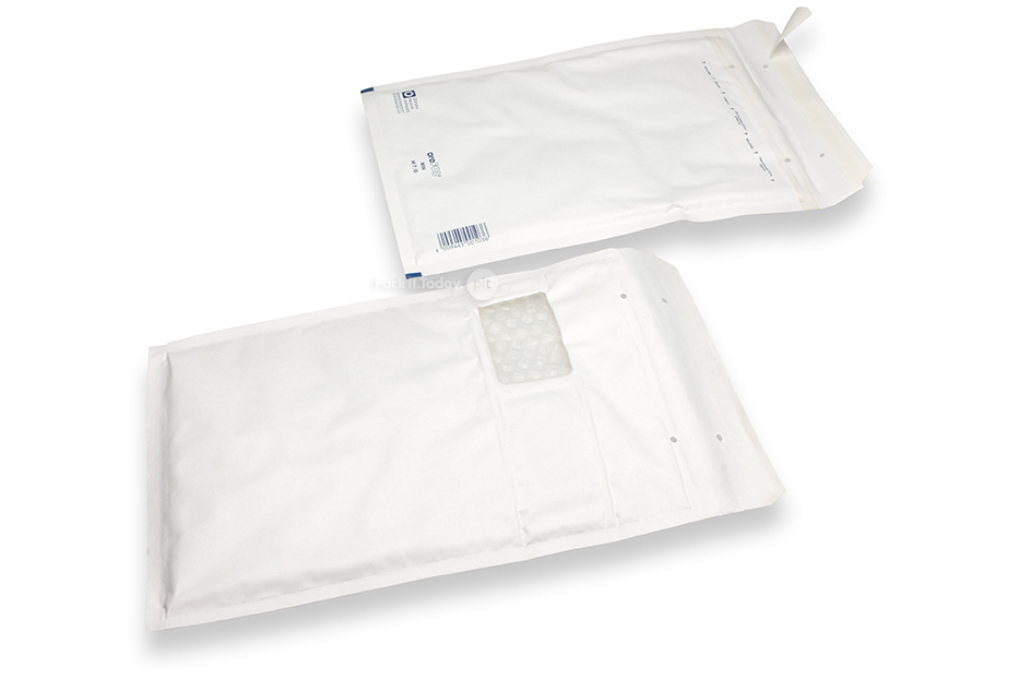 Enveloppes à bulles blanches à fenêtre - 225 x 340 mm, fenêtre à gauche 55 x 90 mm, position de la fenêtre à 15 mm à gauche et à 70 mm du haut