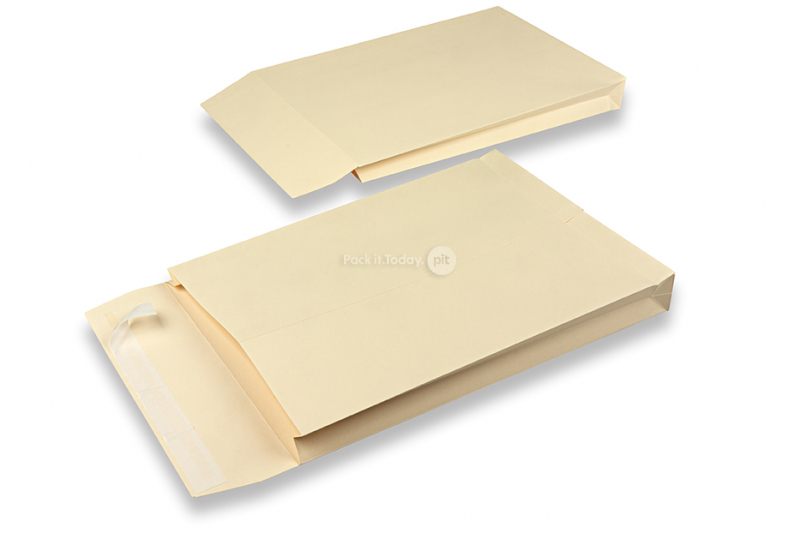 Pochettes à soufflet avec fond renforcé - 262 x 371 x 40 mm, crème