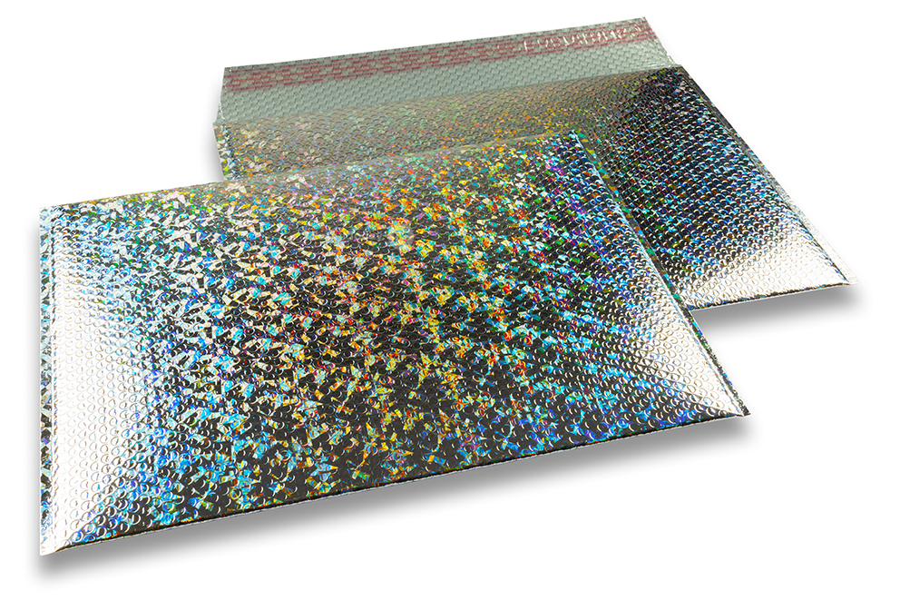 Enveloppes à bulles ECO métallique - argent holografique 320 x 425 mm