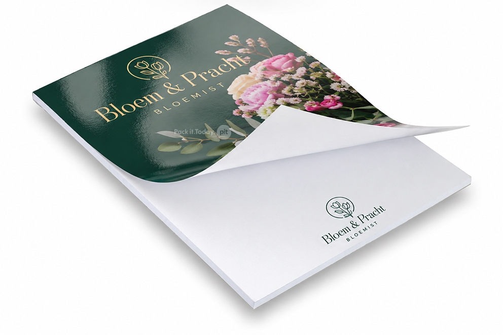 Bloc-notes personnalisé - 210 x 297 mm, couverture avec finition brillante