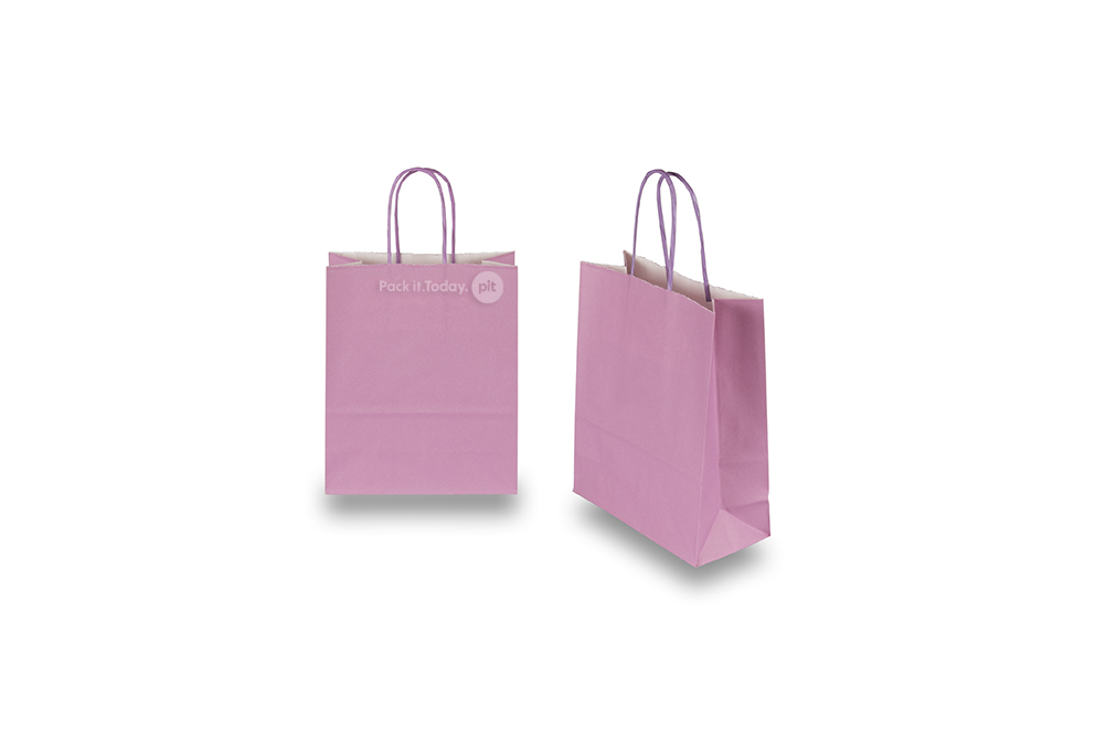 Sacs papier kraft avec anses rondes - lilas, 180 x 80 x 220 mm, 90 gr