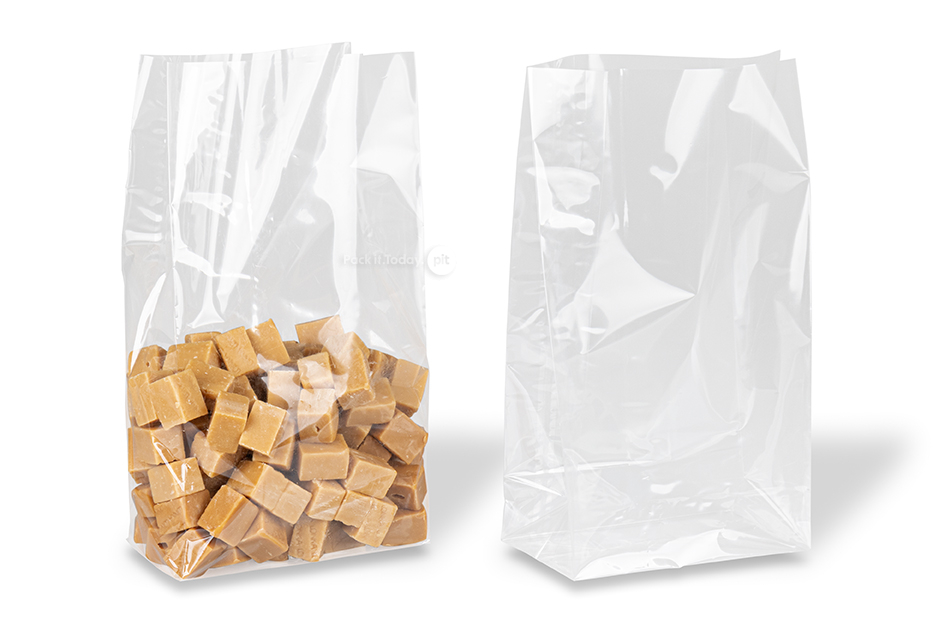 Sachets transparents avec fond plat - 140 x 260 x 80 mm, 2000 ml