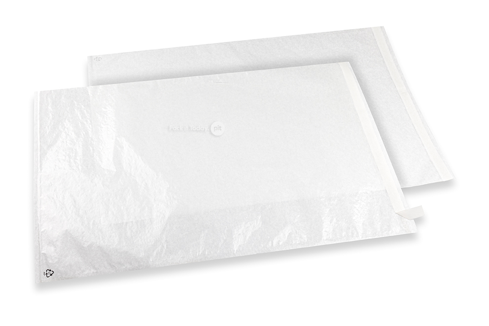 Sachets en papier cristal blanc avec bande adhésive - 340 x 500 mm
