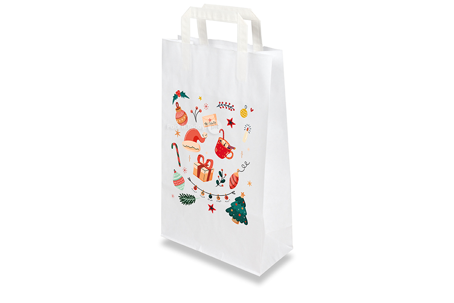 Sacs papier kraft pour Noël blanc - Décoration de Noël