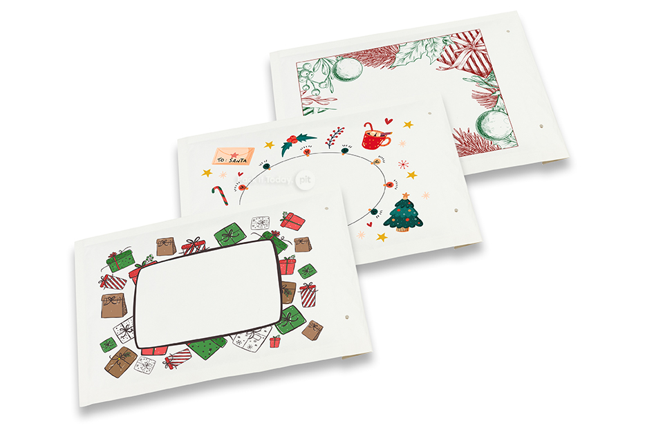 Enveloppes à bulles blanches pour Noël